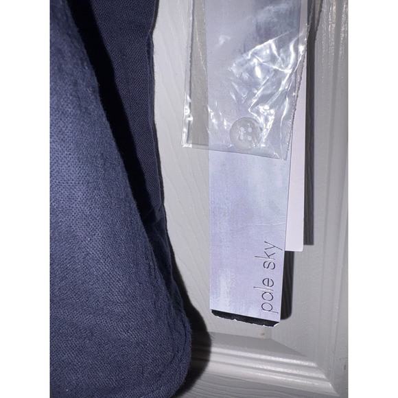 Pale Sky Navy Blue Textured Button Front Tie Waist Top Plus Size 2X 1471 - Picture 4 of 5